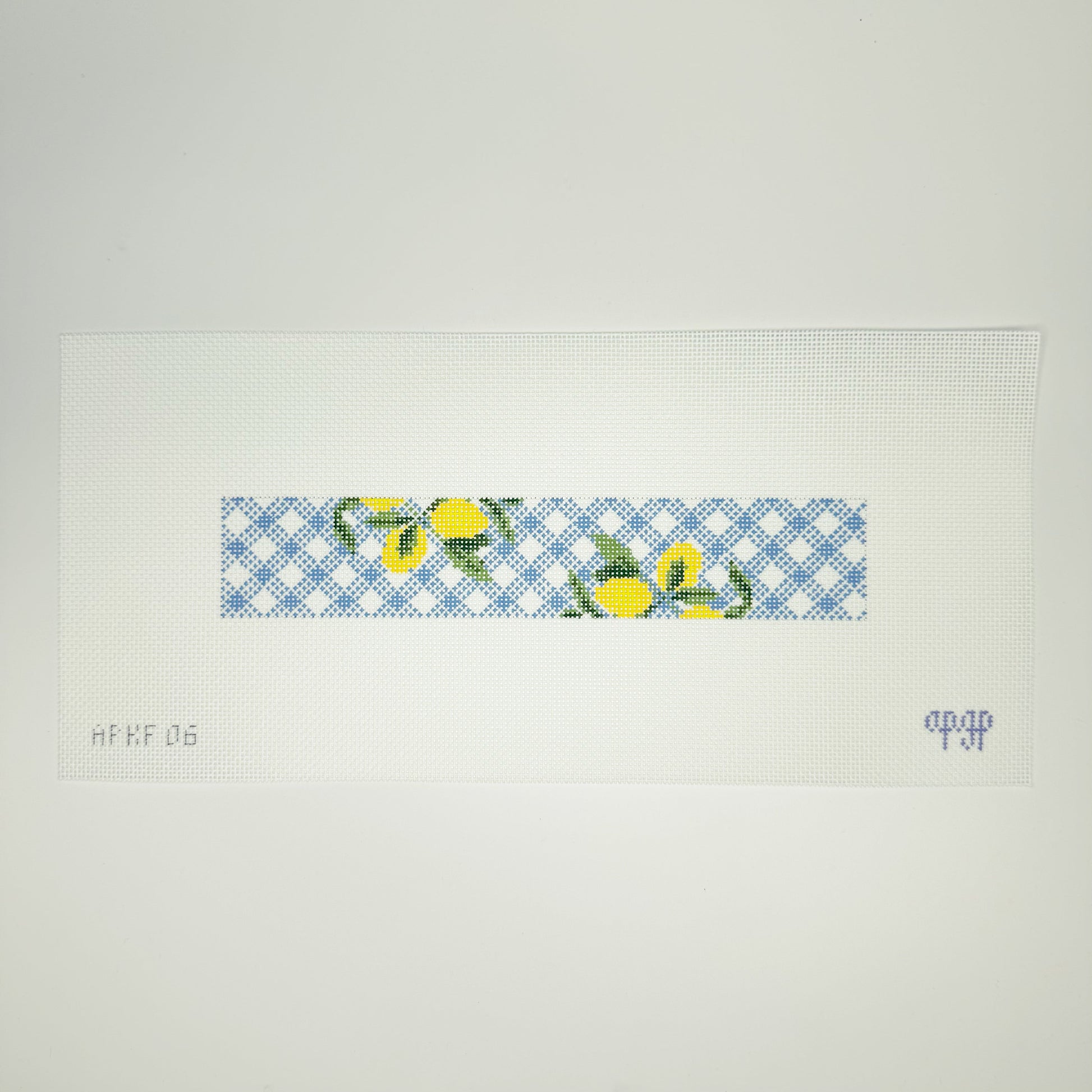 APKF06 - Lemons on Blue - Gingham Blue Key Fob