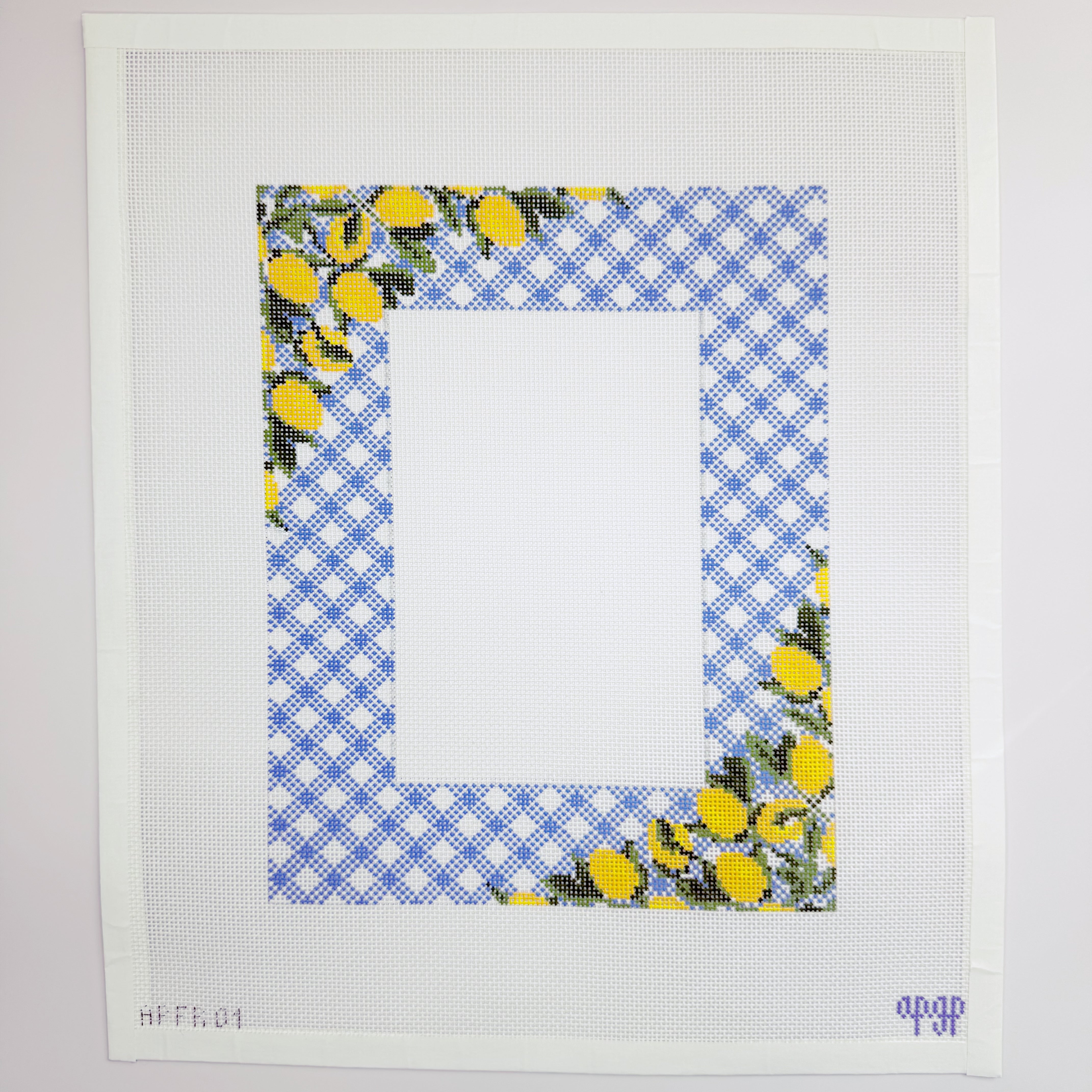 APFR01 - Lemons on Blue - Gingham Frame