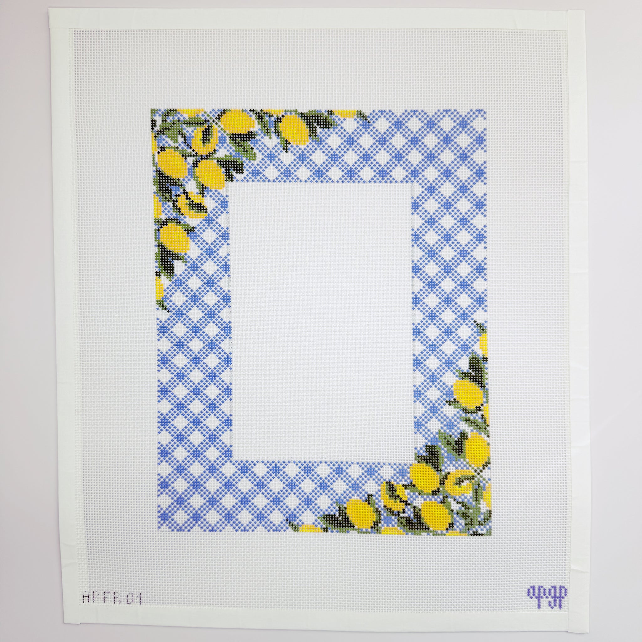 APFR01 - Lemons on Blue - Gingham Frame