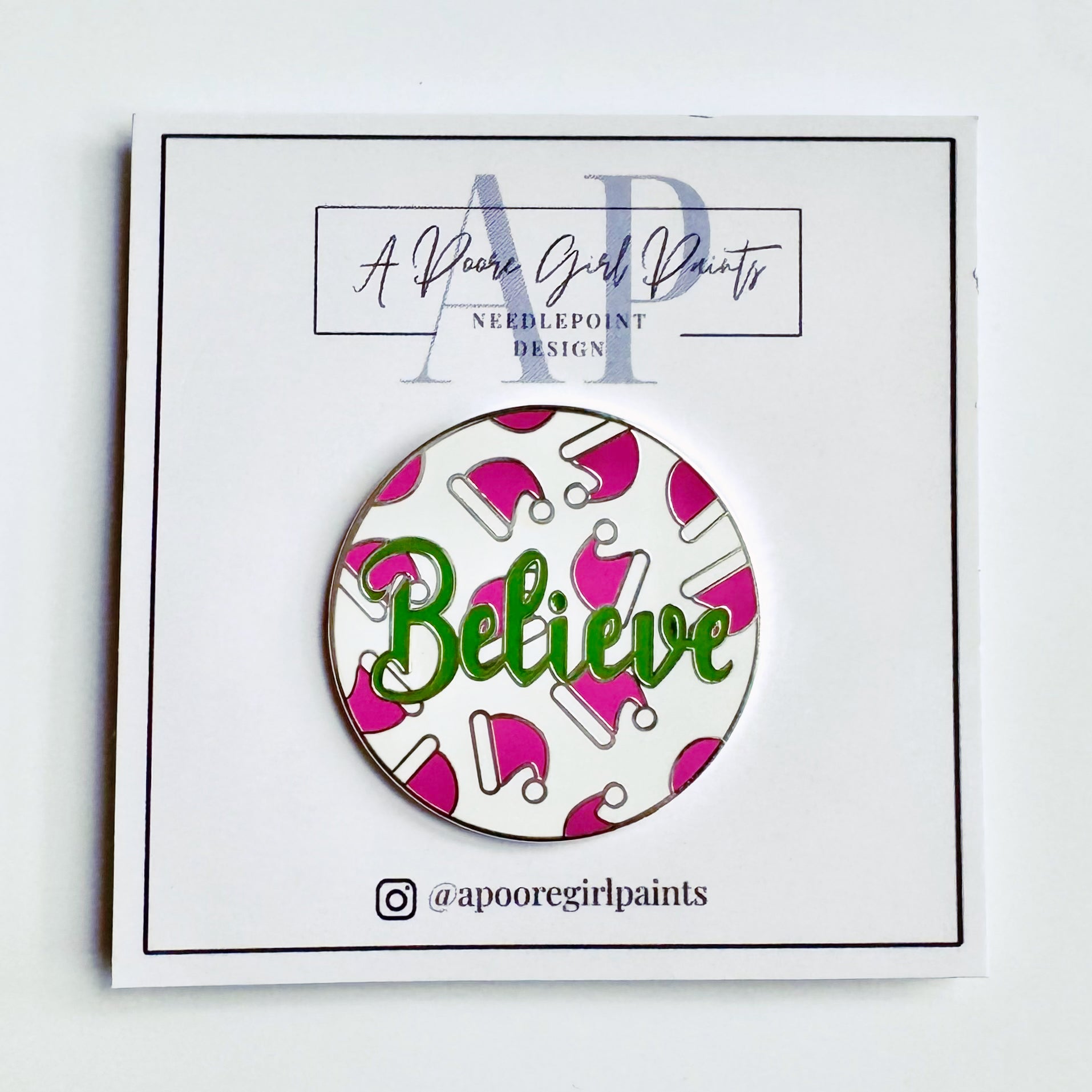 Believe with Santa Hats - Needle minder