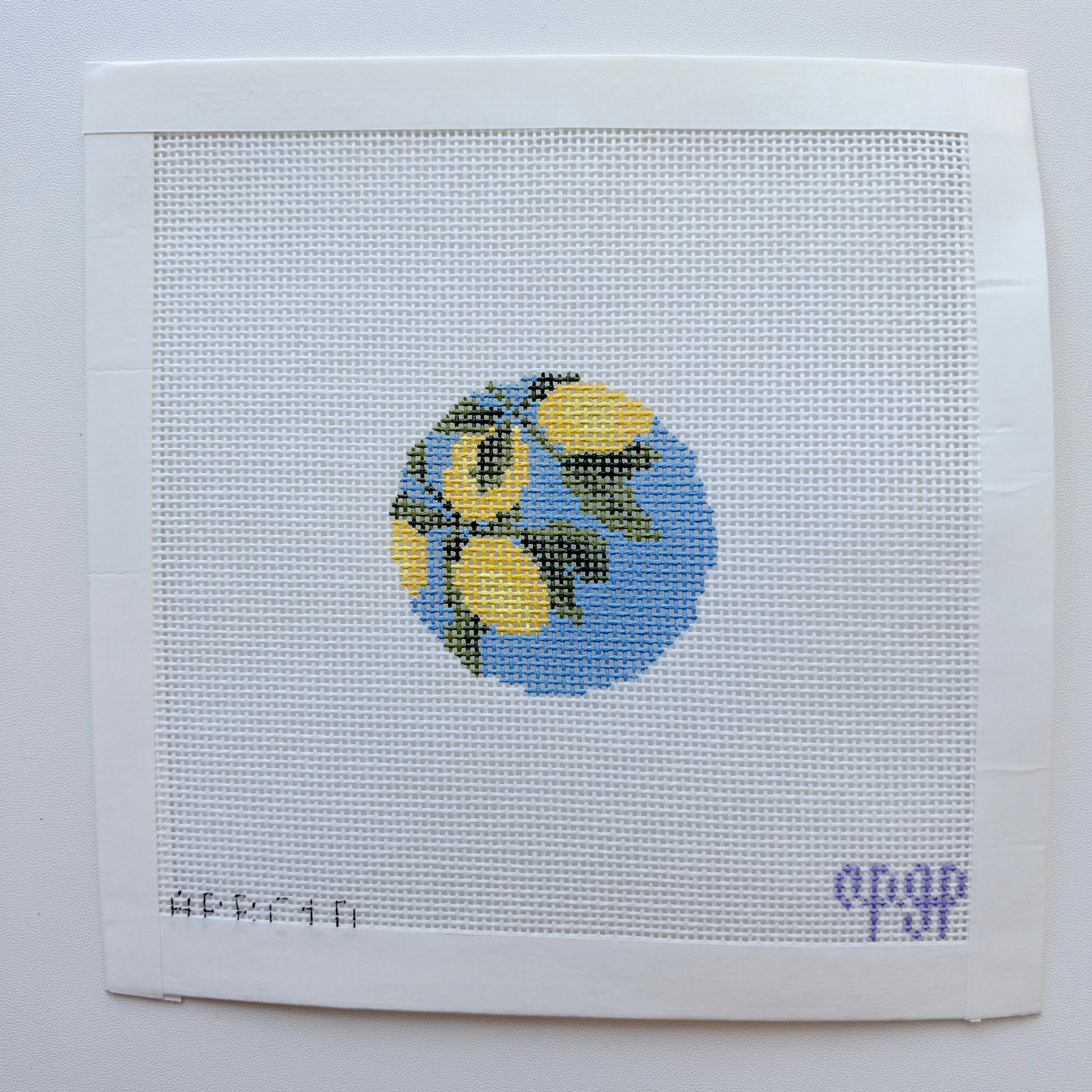 APBC10 - Lemons on Blue Bag Charm - 18M 2 x2 " - F26