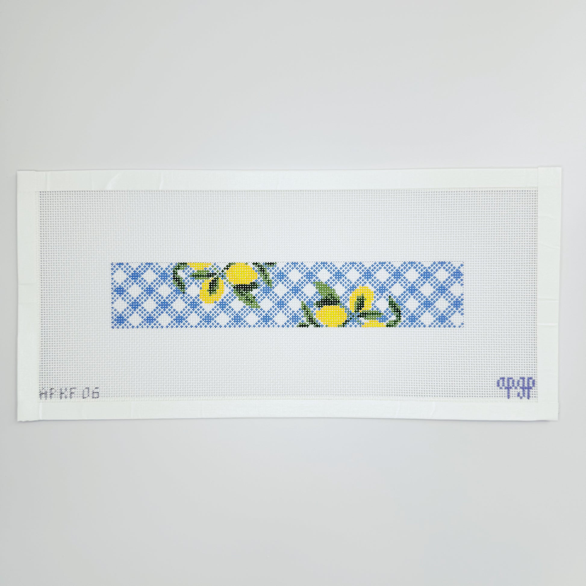 APKF06 - Lemons on Blue - Gingham Blue Key Fob