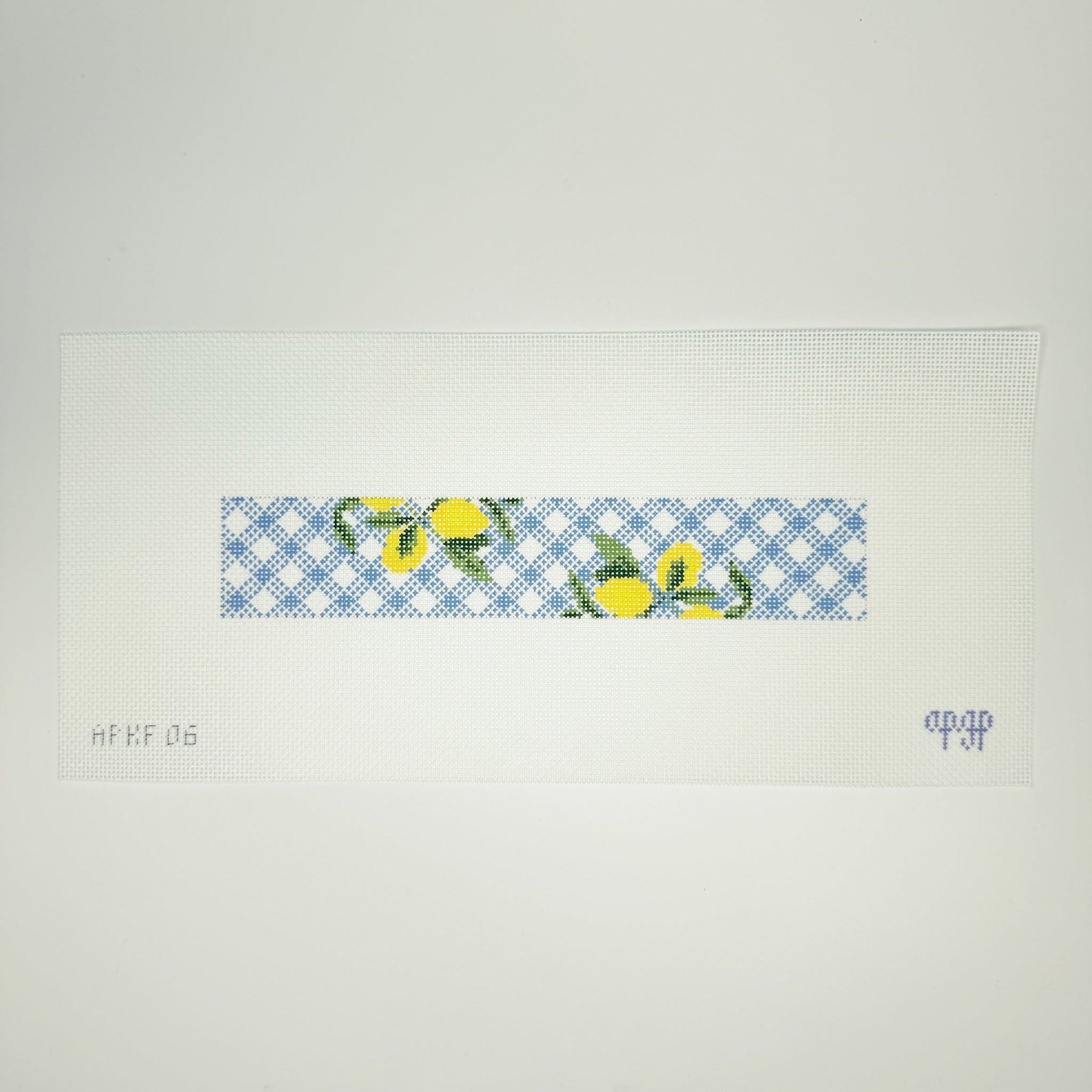 APKF06 - Lemons on Blue - Gingham Blue Key Fob