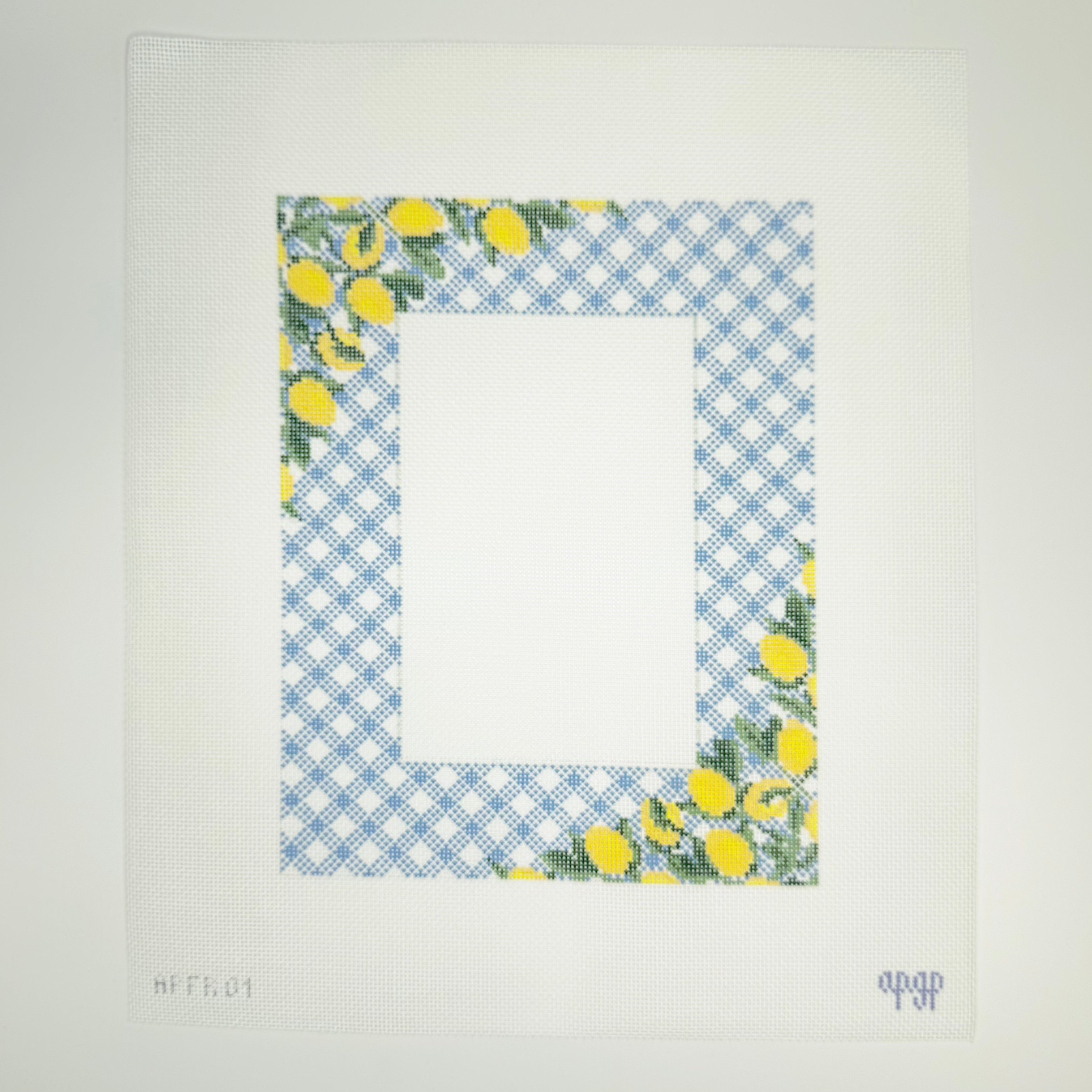 APFR01 - Lemons on Blue - Gingham Frame
