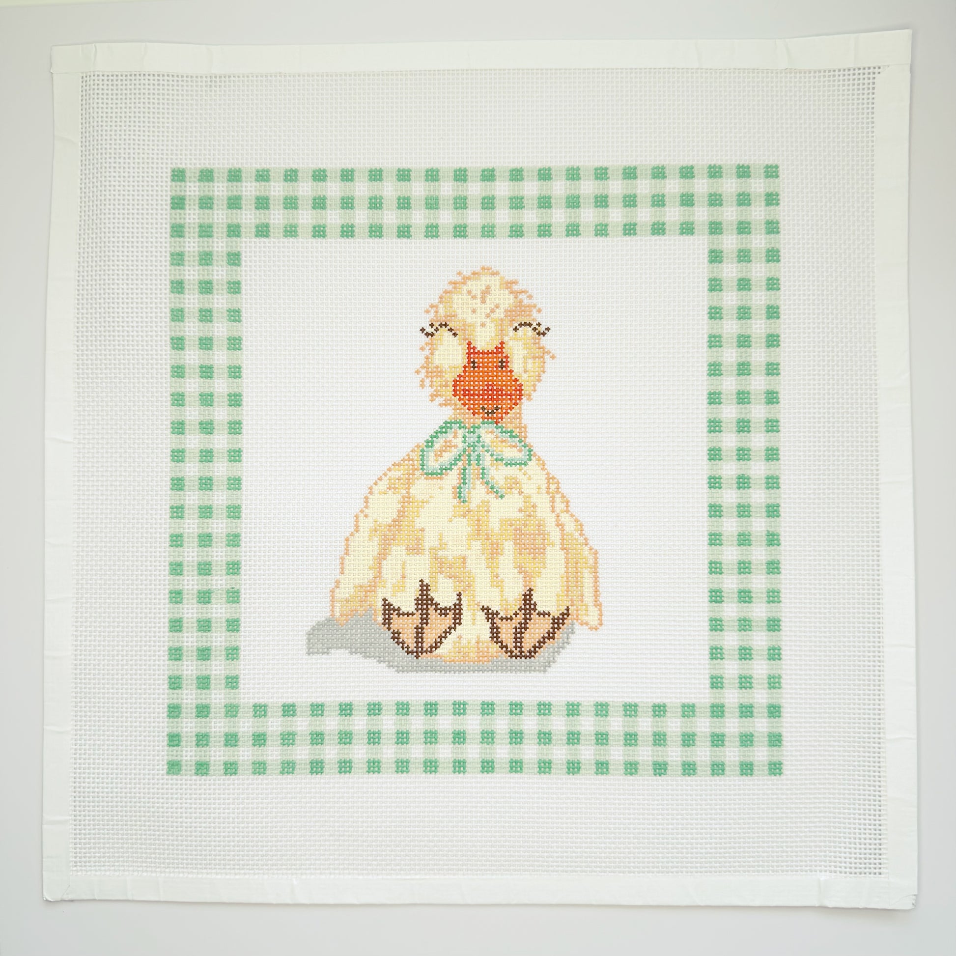 APBA15 - Duck Lovey with Green Gingham Border