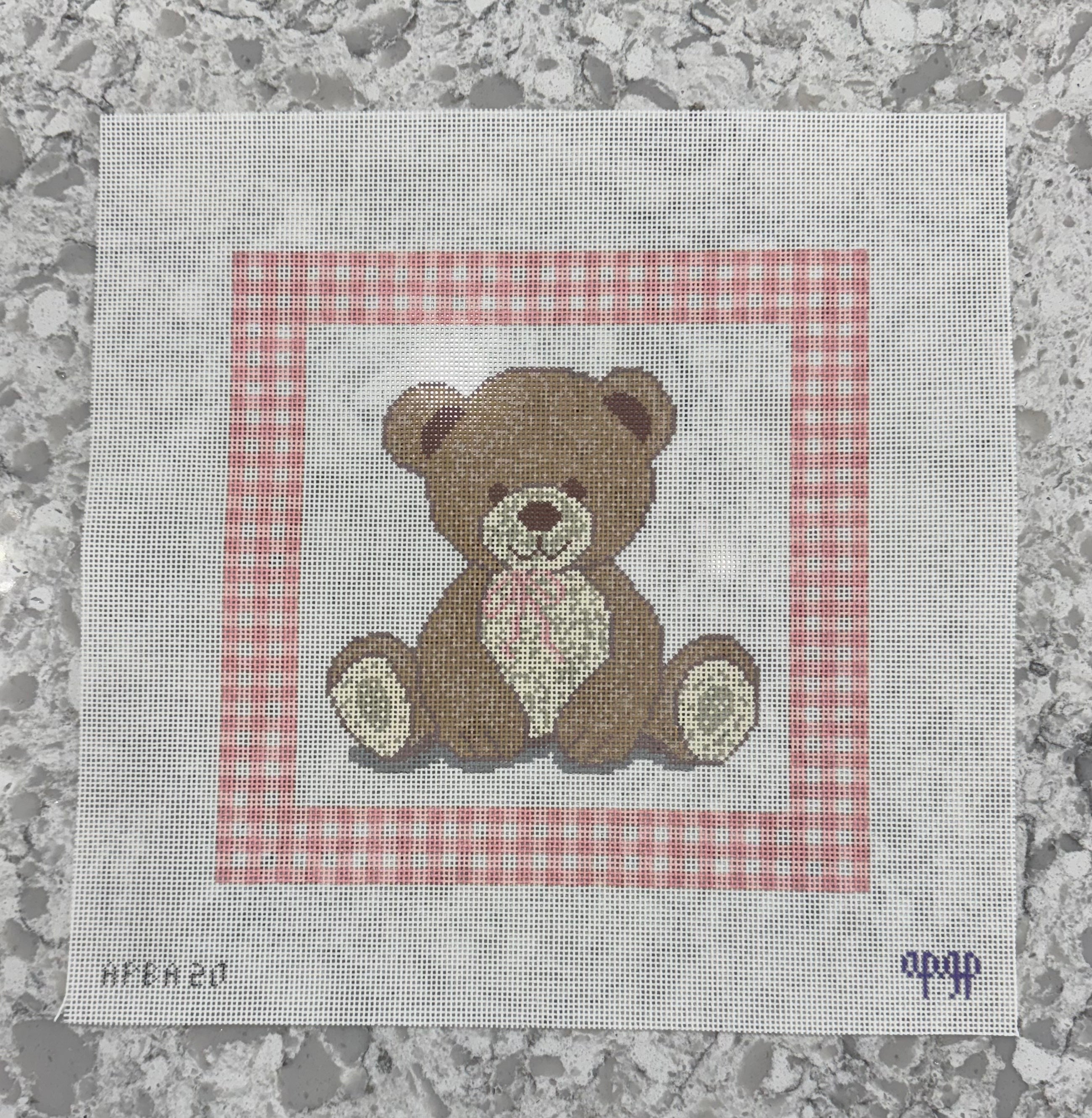 APBA20 -  Lovey Bear with Pink Gingham  - 13M 10" x 10"